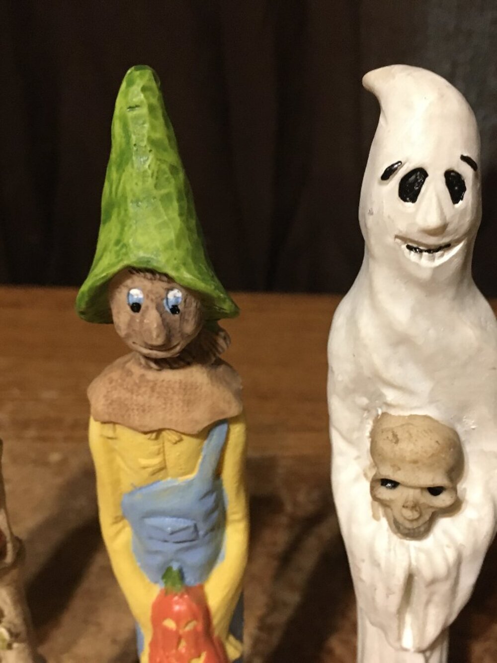 LOT OF 4 HERMITAGE POTTERY HALLOWEEN FIGURES GHOST SCARECROW SKELETON WITCH - Picture 4 of 13